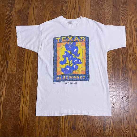 Vintage Other - Texas Blue Bonnet Glass Flower The Alamo Vtg Shirt
